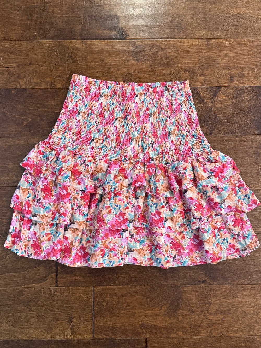 NWT The Impeccable Pig Fanco Smocked Floral Ruffle Skirt - Size M